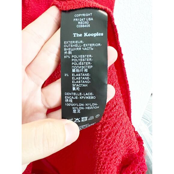 The Kooples Red Lace Yoke Sheer Sheath Cocktail Holiday Mini Dress Size XS - Picture 9 of 9